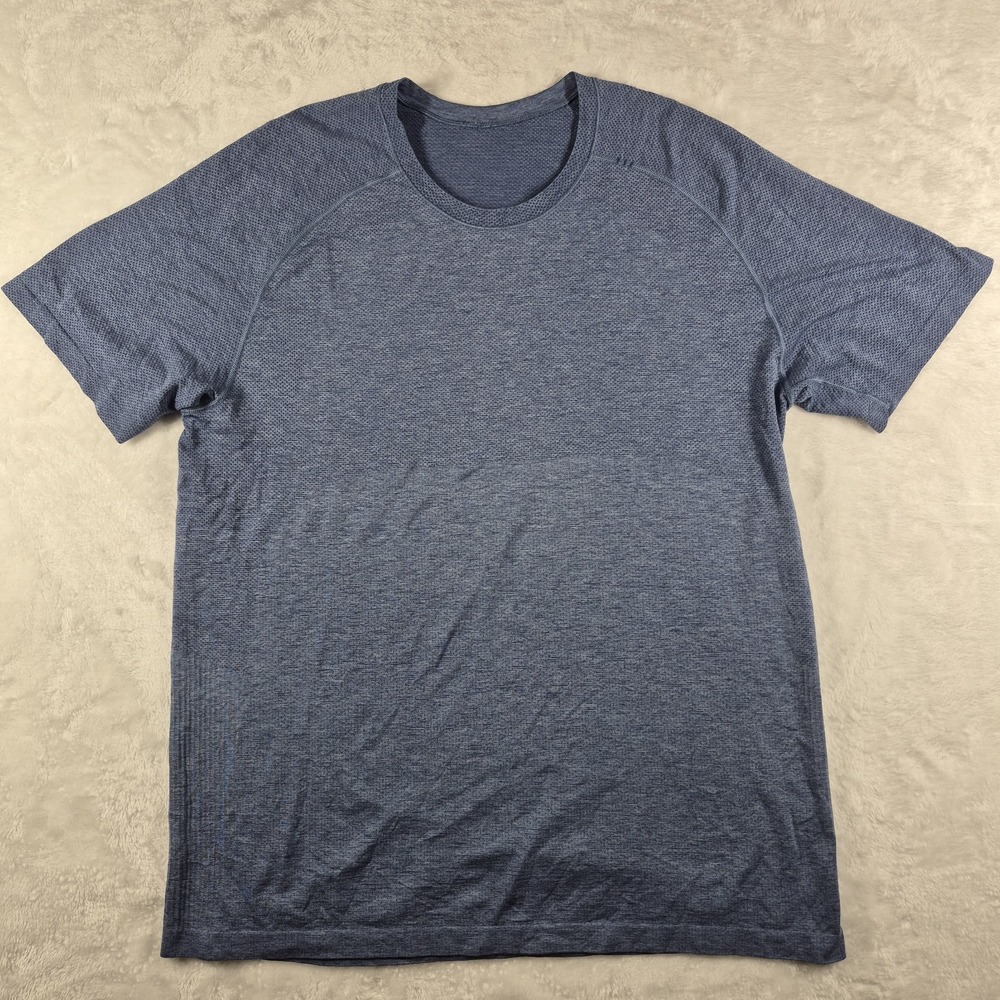 Lululemon Metal Vent Tech Shirt Men's XL Blue Stretch Gym Workout Train Active